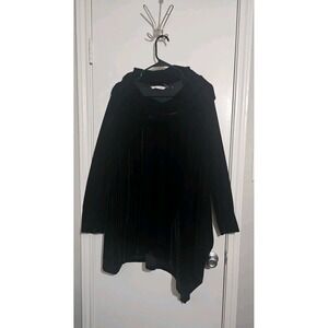 Soft Surroundings Oversized Velvet Cowl Neck Top Asymmetrical Black Sz L Witchy
